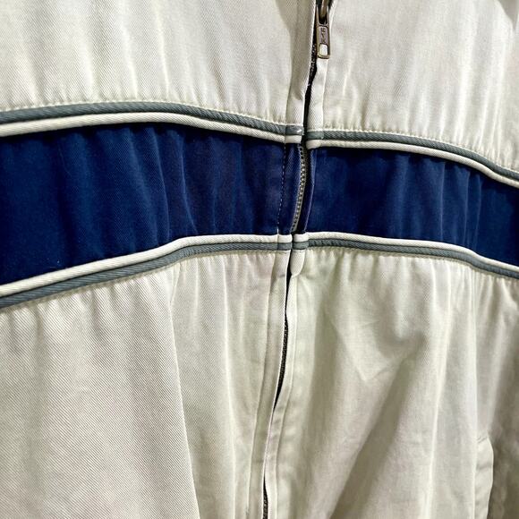 Vintage 90s Misty Harbor Men's Khaki Blue Stripe Casual Bomber Jacket - Large - Picture 2 of 13